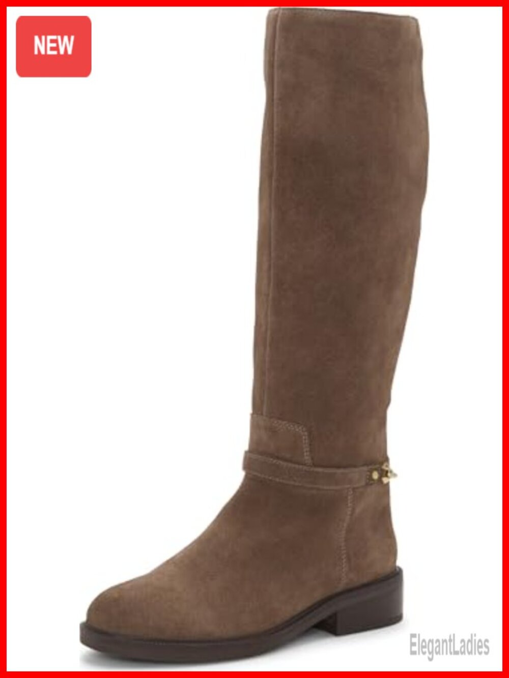 Suede Knee-High Wide Calf Boots Almond Toe Flat Nylon Zip
